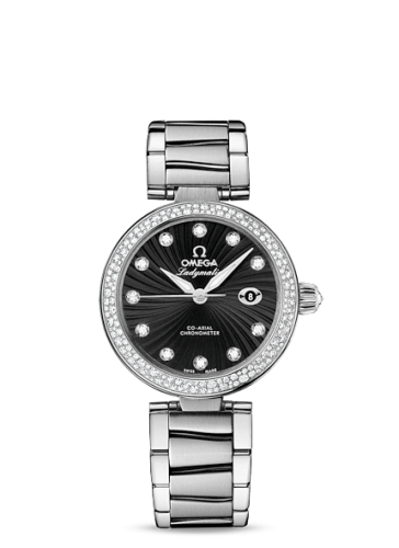 Omega LadyMatic Co-Axial 34 Stainless Steel Diamond / Black / Bracelet